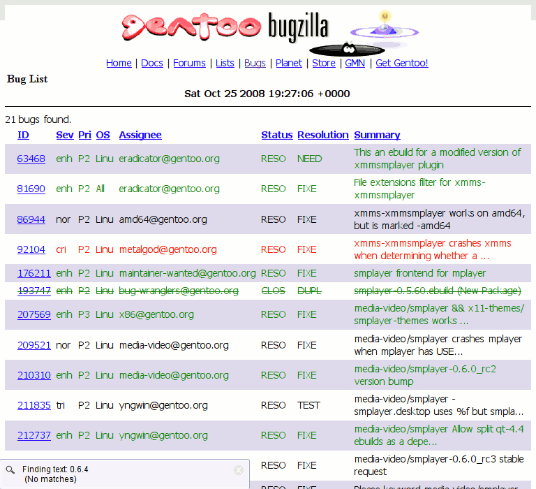 Gentoo Bugzilla